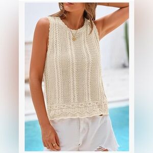 Summer Crochet Sweater Vest Tank Top - Sz Small